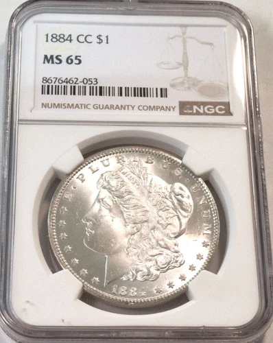 1884 CC $1 NGC MS 65 Morgan Silver Dollar, Better GEM Uncirculated Carson City