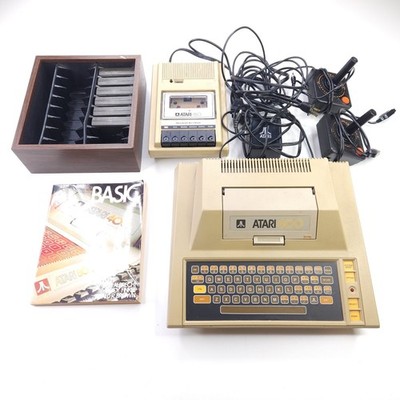 Atari 400 Computer 410 Program Recorder Joysticks Cables Basic Manual Games Lot