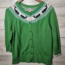 L.L. Bean Whale Cardigan Green Fisherman Womens XL 3/4 sleeves