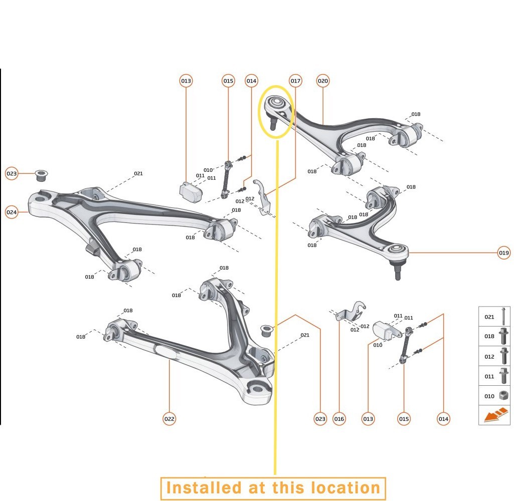 McLaren 570S 650S control arm bushings and ball heads 8 ball heads 16 bushing