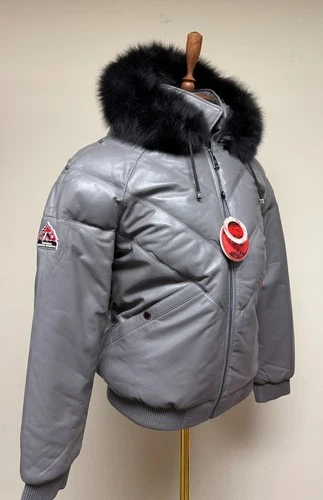 Brand New Men's V-Vomber Lamskin Leather & Goose Down Jacket With Real Fox Fur image 3