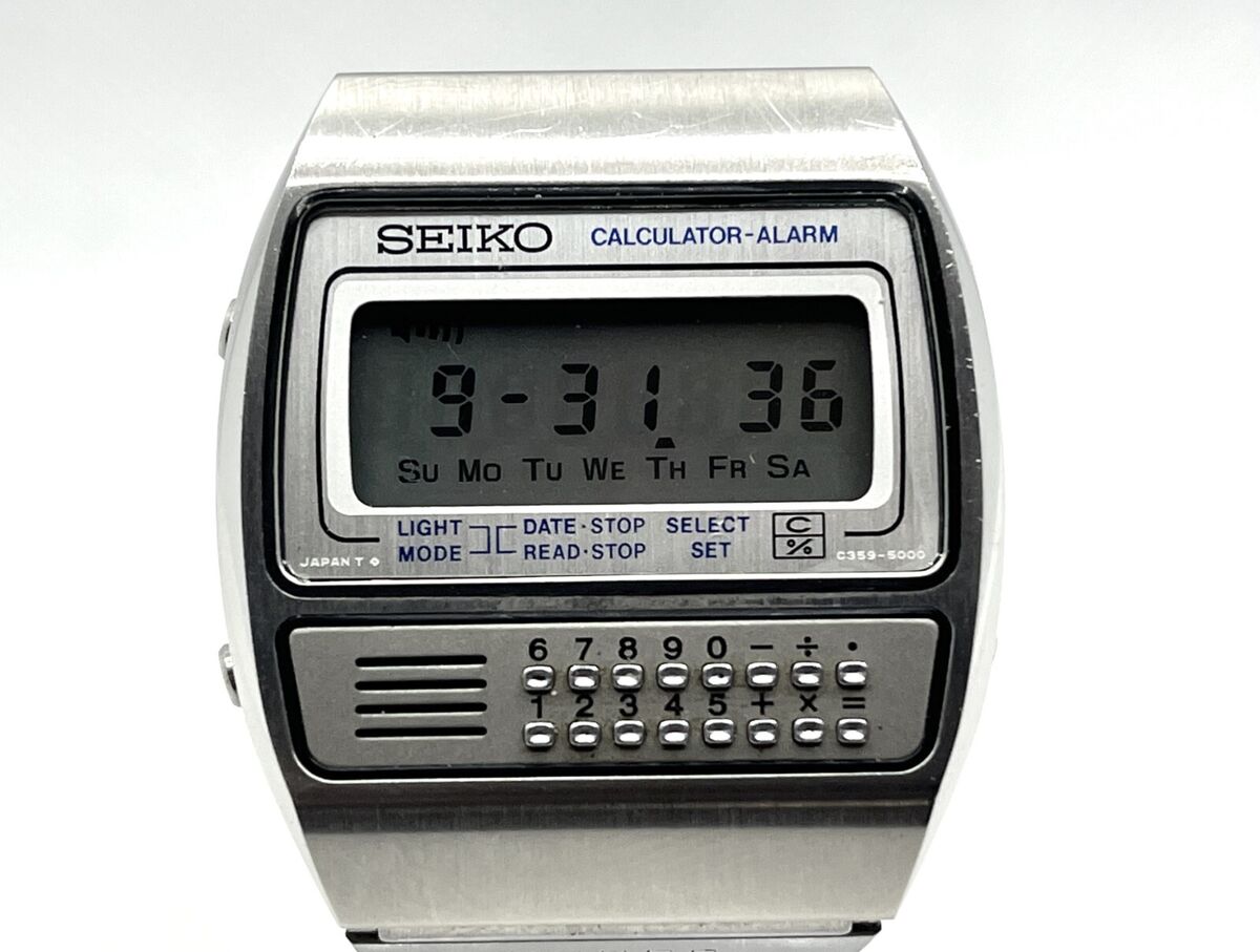 Vintage 1970s Auth SEIKO Calculator Alarm Digital Wristwatch Vintage 1970s Auth SEIKO Calculator Alarm Digital Wristwatch