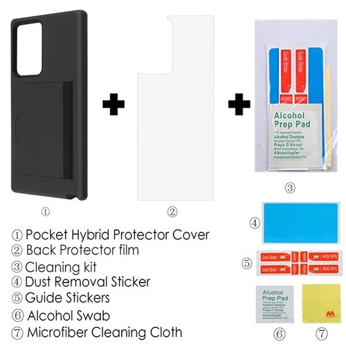 For Samsung Galaxy Note 20 Ultra (6.9") - Black Hybrid Credit Card Pocket Case - Picture 4 of 6