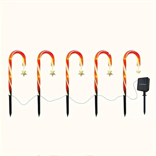 1set Solar Christmas Candy Cane Lights,Outdoor Decoration (warm Light) - Picture 5 of 9