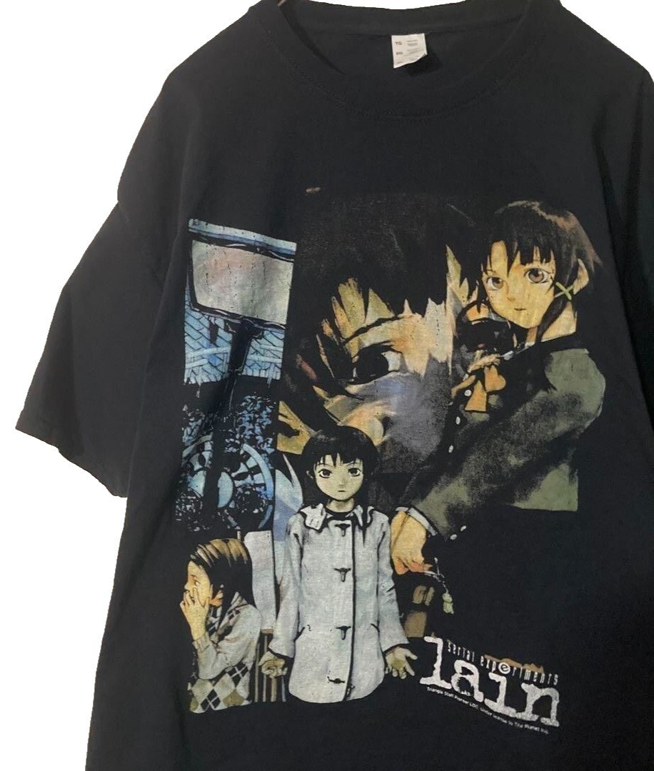 【serial experiments lain】描き下ろしTシャツ 黒(L) Anique Shop JAPAN