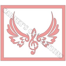 8"x9.5" Clear Plastic Stencil - Winged Music Cliff Note MCA177 