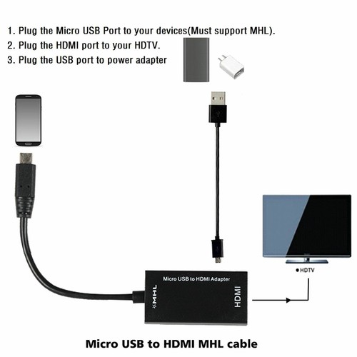 MHL Micro USB Male to HDMI Female Adapter Cable for Android Smartphone Tablet TV - Picture 3 of 11