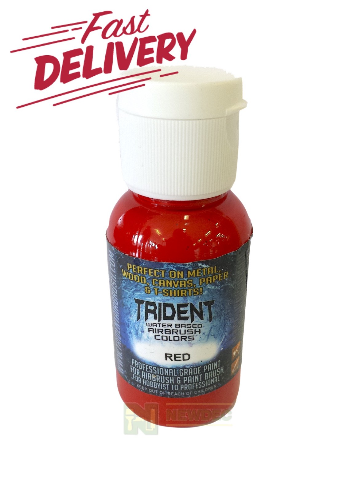 DNA TRIDENT AIRBRUSH PAINT RED WATER BASED 50ML AUTO CANVAS DIY BRUSH