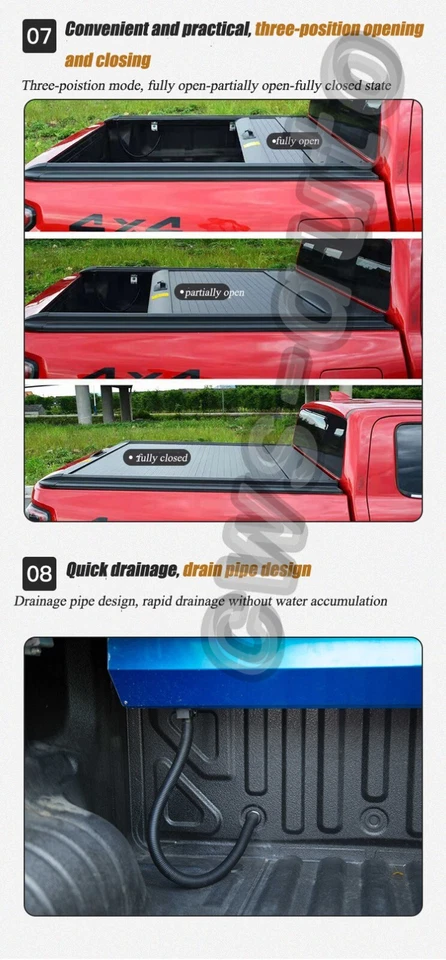 Se adapta a VW Amarok 2011-2020 Canyon retráctil camión duro plataforma cubierta Tonneau Foto 3 de 4