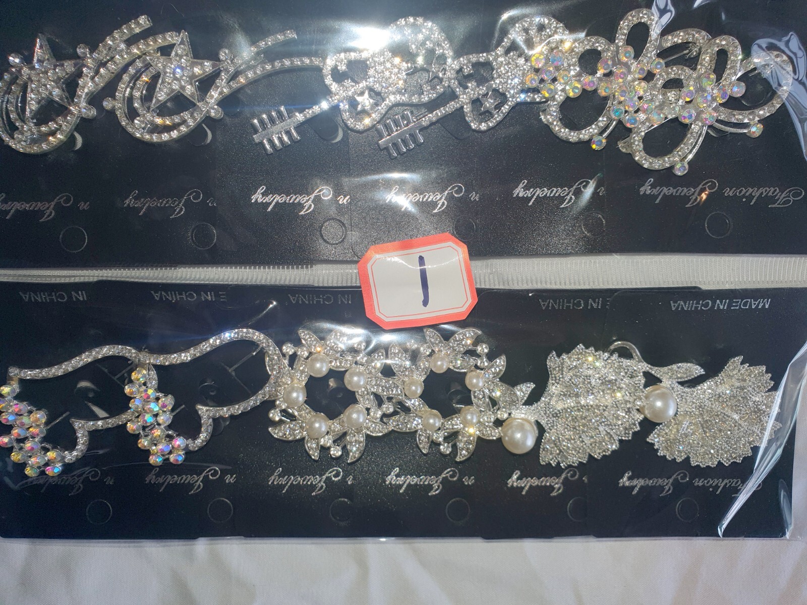Joblot of 24 Mixed design diamante brooches NEW Wholesale lot 1