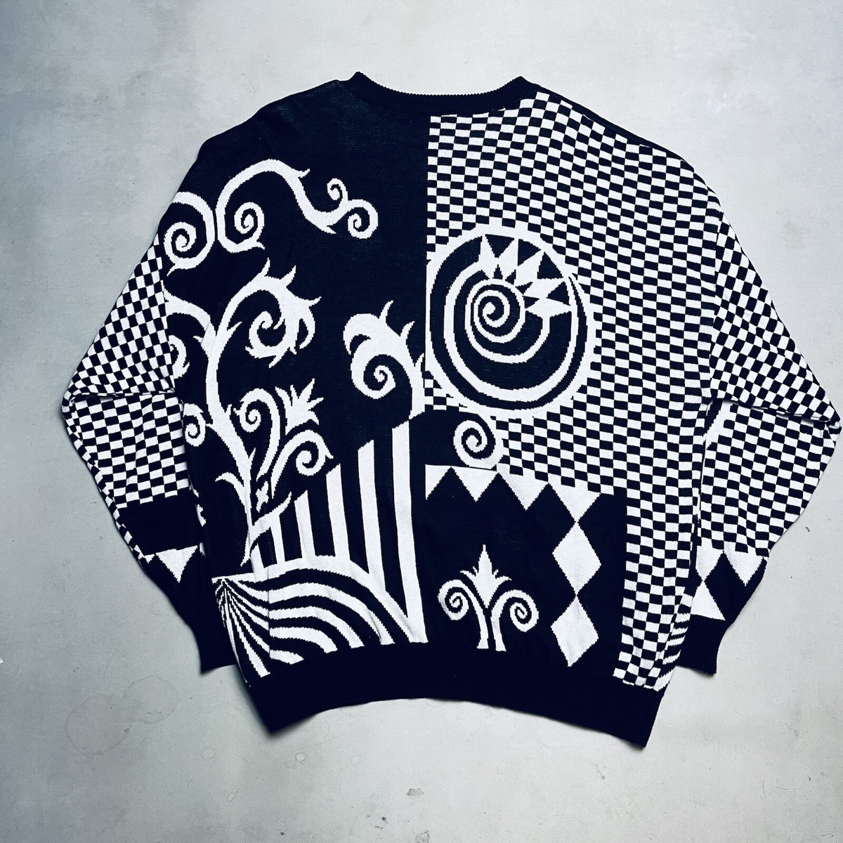 Vintage Vittorio Rocchetti Geometric Checkered Acrylic Sweater 