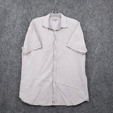 Ted Baker Shirt Mens 5 US 43 Large Button-Up White Blue Printed Short Sleeves