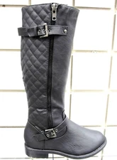 New Women's Top Moda Pack 95 Knee High Quilted Boot W/ Buckle Accent-Blk Size 10