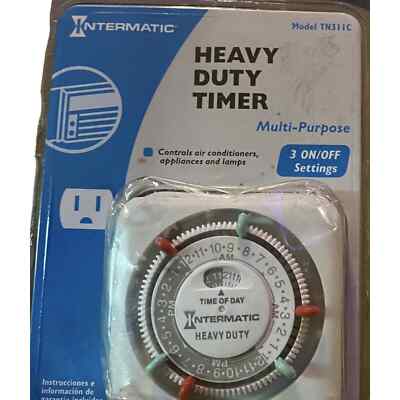 Intermatic Heavy Duty Multi-purpose Timer Model TN311C 3 On Off Settings NOS