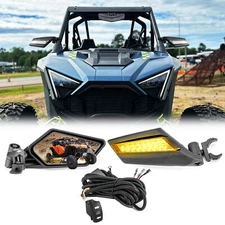 WEISEN Side Racing Mirrors+Turn Signal Wiring Kit For Polaris RZR Pro R/R 4