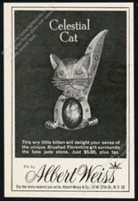 1961 Albert Weiss costume jewelry Celestial Cat pin photo vintage print ad