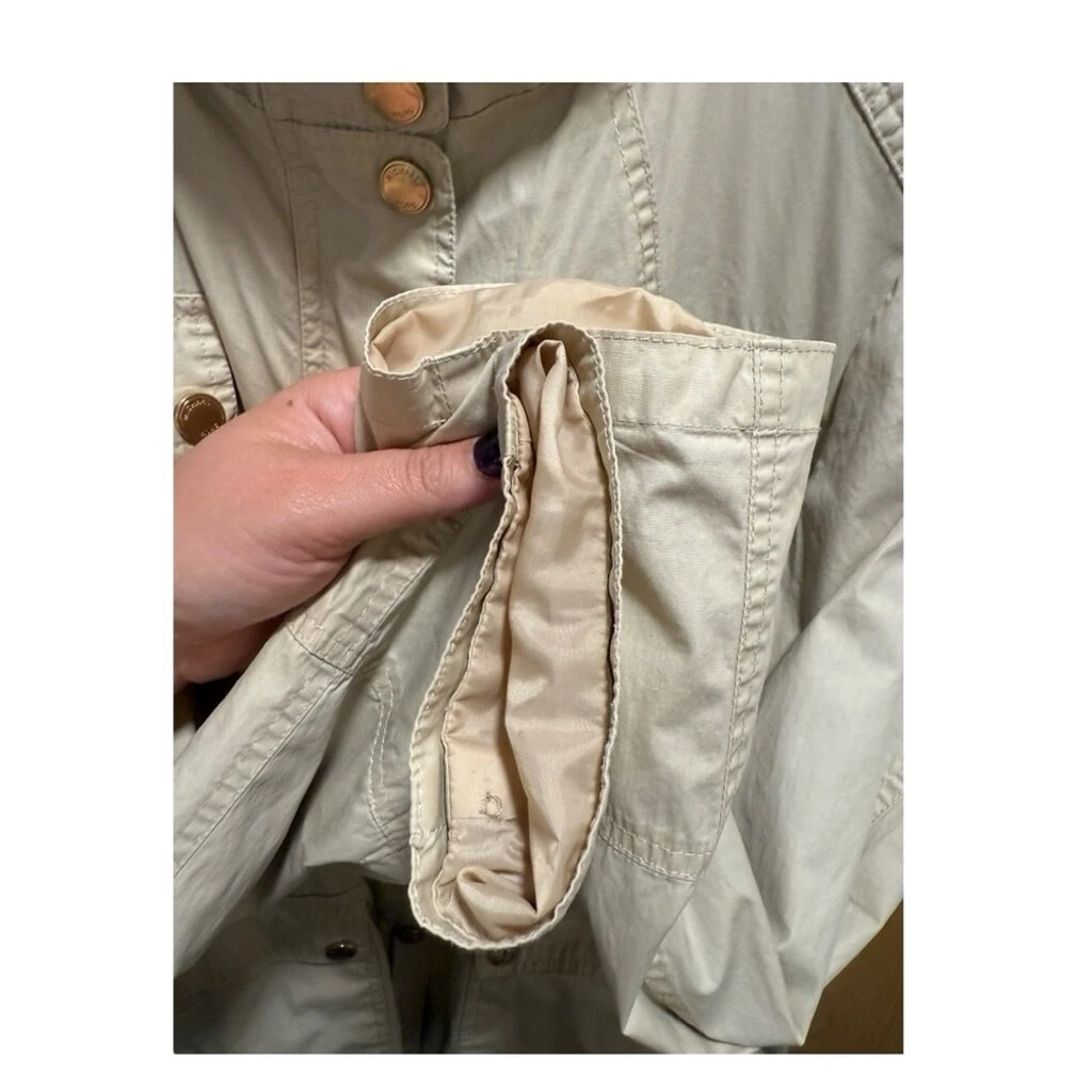 Giacca utility Michael Kors taglia XL panna con scollo a colletto e cappuccio nascosto