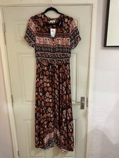 New Made in Italy Lagenlook Black Floral Elastic Waist Maxi Dress - Size 14 BNWT