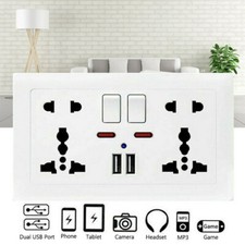 13A Double 2 Gang Plug Electric Wall Socket Universal Socket For UK US EU AU