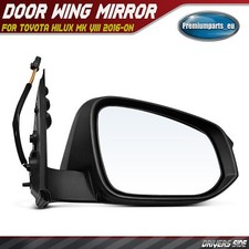 Electric Wing Mirror Drivers Side for Toyota Hilux MK VIII 2016-On Gloss Black