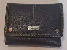 Buxton Black Wallet Zip Around Leather Accordion Wallet Trifold Tri-fold