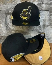 Cleveland Indians Wahoo Black New Era Fitted Club 59Fifty Hat Custom size 8