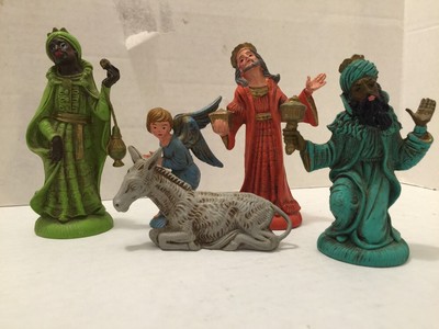 THREE WISE MENTHREE KINGS NATIVITY FIGURINES MADE IN ITALY With Angel And Donkey
