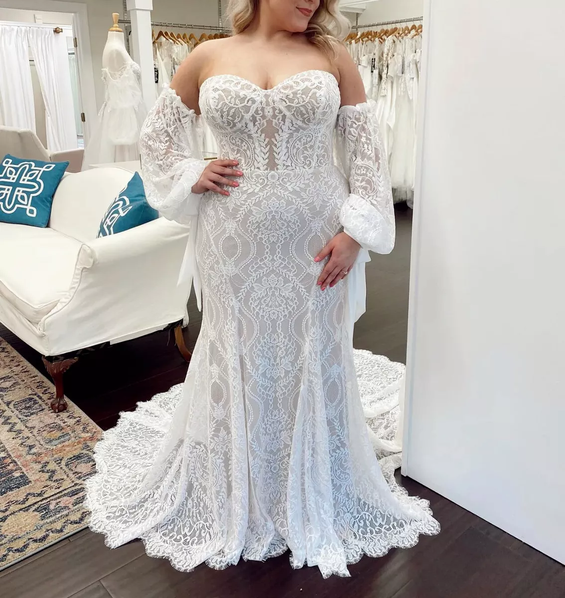 Plus size evening gown with train cheap