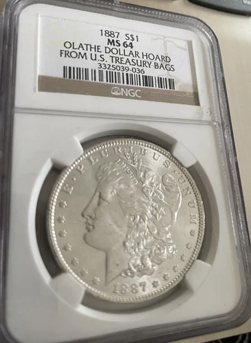 NGC MS64 1887 Morgan Silver Dollar Olathe Kansas Hoard From U.S. Treasury Bags