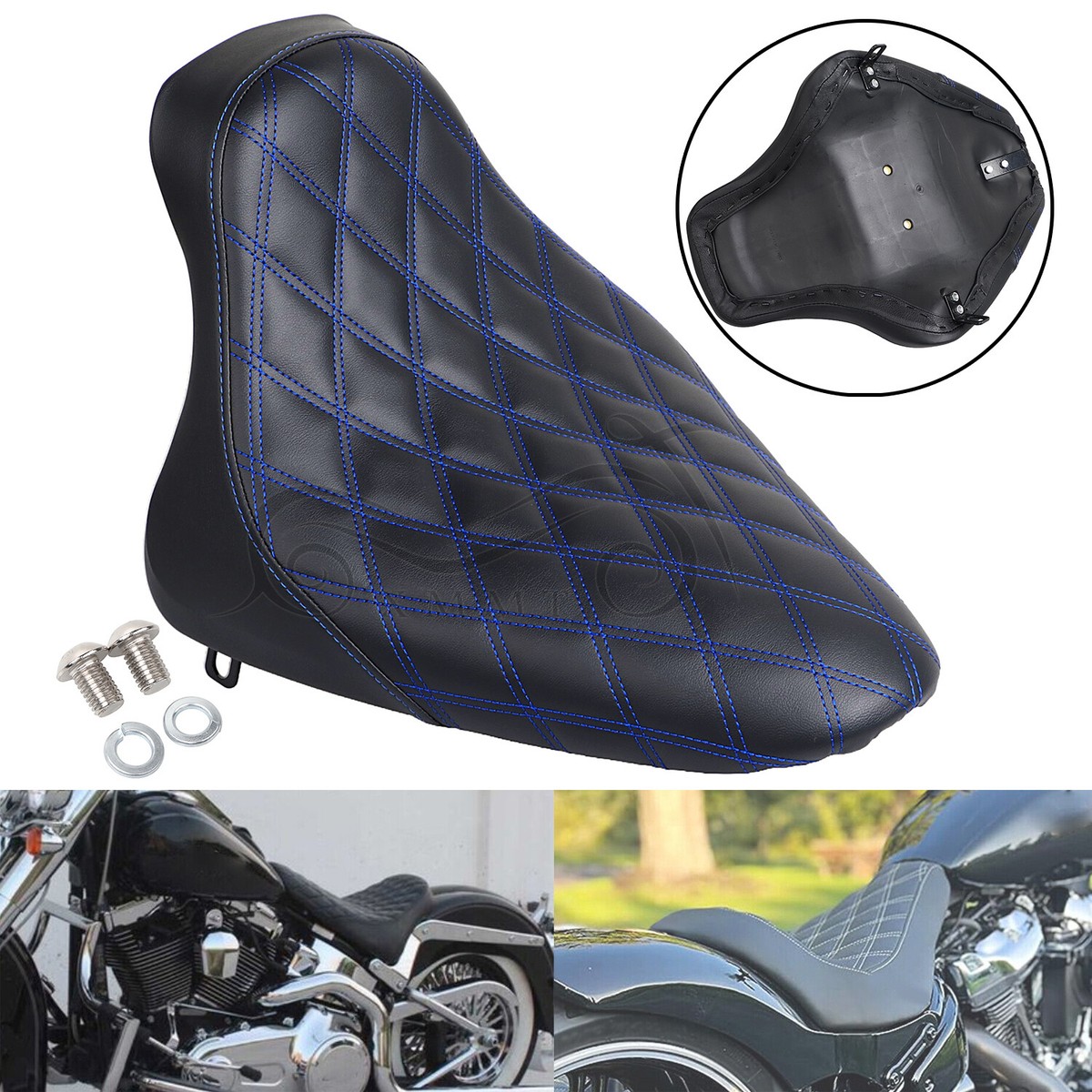 Diamond Driver Rider Solo Seat For Harley Fat Boy Softail Springer