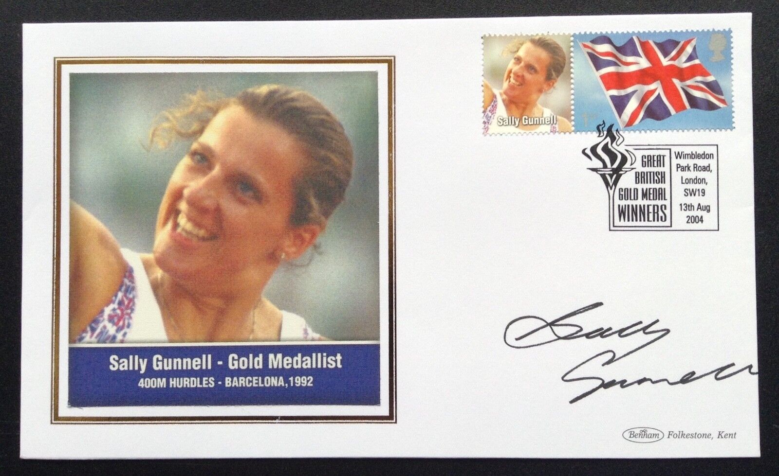 Olympic Gold Medal Winners Benham Postal Cover Signed Sally Gunnell Barcelona