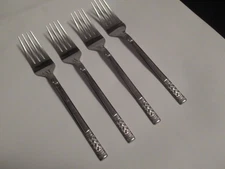 4-Vintage THE CELLAR Flatware CLF6 Basket Weave Design Salad Forks Japan