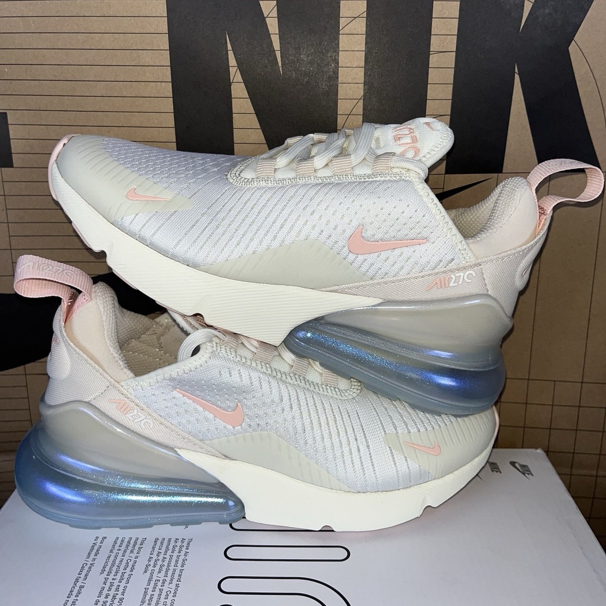 NEW Nike Air Max 270 'Soft Pearl' Sail Ivory Pink NBY IH5966-001 Women's  Size