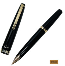 Pilot Elite Short Black Fountain Pen 18K-750 F Nib Name Engraved Vintage Japan