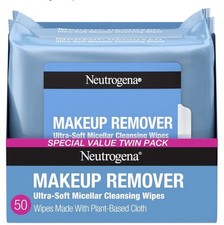 Neutrogena Makeup Remover Wipes Micellar Alcohol-Free Face Towelettes Remove Wat