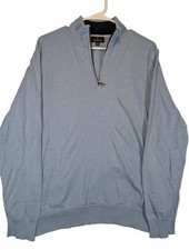 Brooks Brothers Supima Cotton Quarter Zip Pullover Mens Large Blue