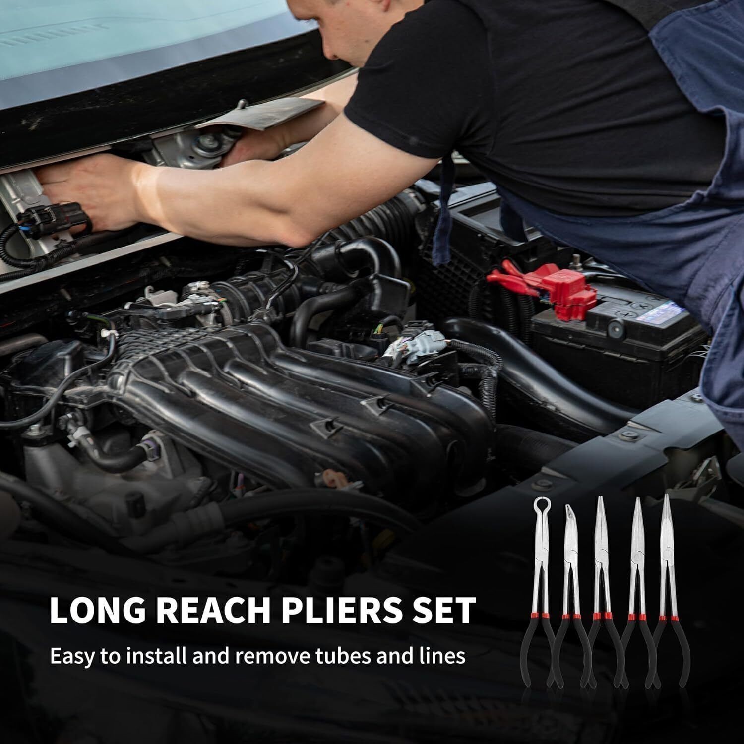 5pc 11" Long Needle Nose Pliers Set Extended Reach Tools with Pouch US stock