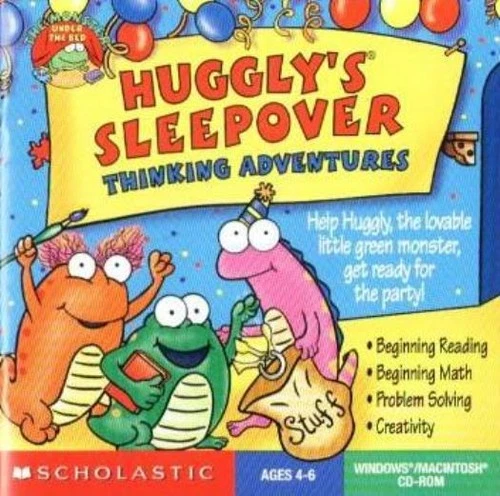 Huggly's Sleepover: Thinking Adventures PC MAC CD kids reading words math game!