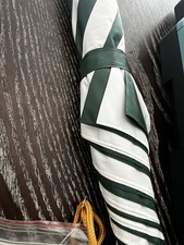 Golf Umbrella Haas-Jordan Green/White auto wood handle 58" new vintage large