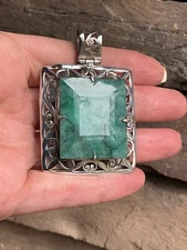 Artisan Handcrafted Sterling Silver Huge Quartz Pendant