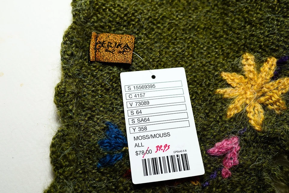 Envoltura de chal floral verde musgo peruano Anthropologie Perika Foto 2 de 4