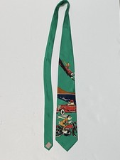 Warner Bros 1992 Bugs Bunny Daffy Duck Tasmanian Devil Green Silk Graphic Tie