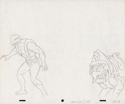 KOBRA KAHN + BATTLECAT HE-MAN CELL DRAWING ''12.5 X 10.5'' BC-6 1980 SERIES