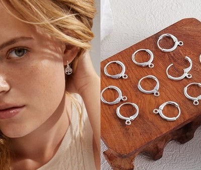 10 x DIY runde aufklappbare Silber Ohrring 925 gestempelt Fundstücke