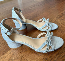 Copper Keys Silver Glitter Bow Sandals Size 8M Evening Wedding Party