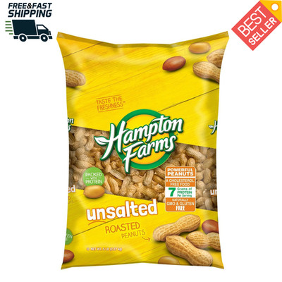 Hampton Farms Whole Plain Bulk Roasted Large Unsalted In-Shell Peanuts (5 lbs