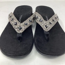 058 Vionic Womens  Floriana Black  Toe Post Sandals Size 9 US