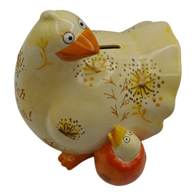 Fitz & Floyd Cash Critters Hen & Chick Ceramic Hatch the Scratch Coin Bank