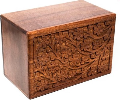 Wooden Cremation Urn for Human Ashes - Rosewood Adult Funeral Box keep ahses urn