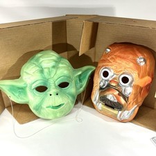 Vintage STAR WARS Ben Cooper Halloween Masks - 80s Yoda and 1977 Tusken Raider